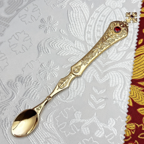 2.7.0783лп Лжица латунная в позолоте со вставками