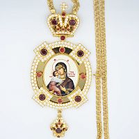 2.7.1205лп-2/1лп Панагия латунная в позолоте и цепью