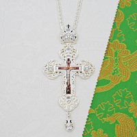 2.10.0147л-2/1л Крест наперсный латунный с белыми камнями в серебрении