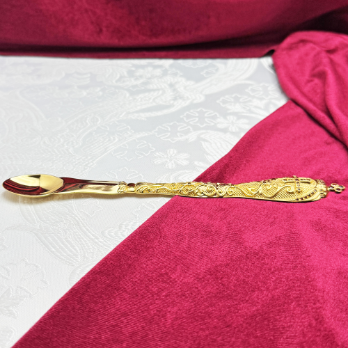 2.7.0698лп Лжица латунная в позолоте со вставками фото 7