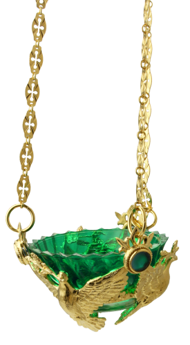 2.7.0418лп/17лп Лампада латунная со вставками в позолоте