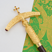 2.7.2665лнп Жезл латунный с натуральными камнями в позолоте