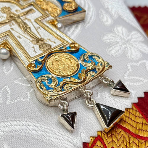 2.10.0542лнфэ/113лп Крест наперсный с жемчугом фото 5