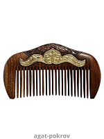 2.13.0403лп Гребень из дерева со вставкой из латуни в позолоте