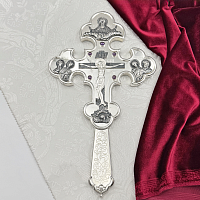 2.7.1917лр Крест напрестольный латунный с фиолетовыми камнями в серебрении