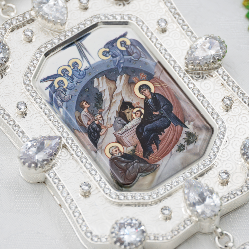 2.7.2163л-2/41л Панагия архиерейская латунная в серебрении фото 5