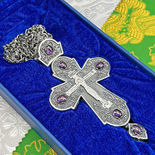 2.10.0365лр/1лр Наперсный крест в серебрении фото 3