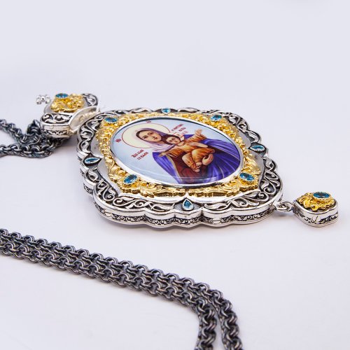 2.7.1616лфр-2/1л Панагия в серебрении с цепью фото 4 2.7.1616лфр-2/1л Панагия в серебрении с цепью фото 4