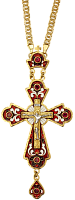 2.10.0145лп/1лп Крест наперсный в позолоте со вставками, эмалью и цепью
