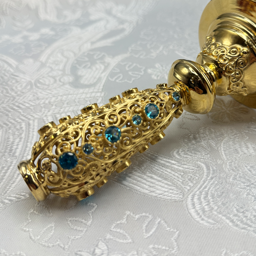 2.7.0742лп Подсвечник латунный в позолоте со вставками ручной фото 3 2.7.0742лп Подсвечник латунный в позолоте со вставками ручной фото 3