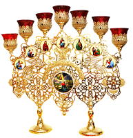 2.7.0988лп-2 Семисвечник латунный в позолоте