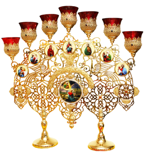 2.7.0988лп-2 Семисвечник латунный в позолоте