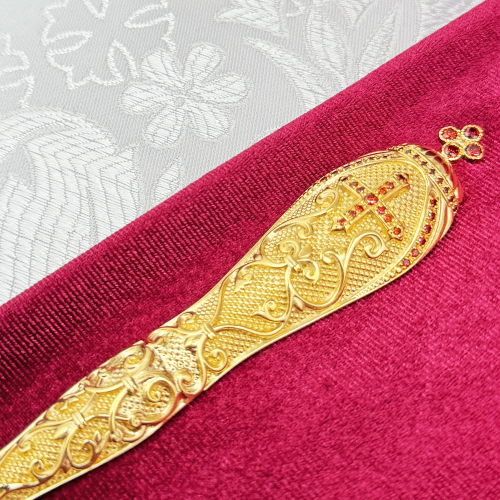 2.7.0698лп Лжица латунная в позолоте со вставками фото 4