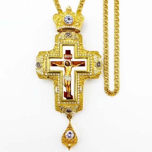 2.10.0333лп-2/1лп Крест латунный в позолоте с цепью