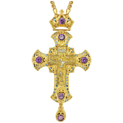 2.10.0153лп/1лп Крест латунный в позолоте с цепью