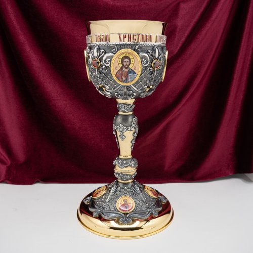 2.7.1599клпрэ-18-К/3 Евхаристический набор на 3 предмета с комбинированной чашей на 1,0 л в позолоте с патинированием и деколью фото 2 2.7.1599клпрэ-18-К/3 Евхаристический набор на 3 предмета с комбинированной чашей на 1,0 л в позолоте с патинированием и деколью фото 2