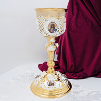 2.7.2759клп-18 Потир комбинированый в позолоте с фрагментарным серебрением на 1л