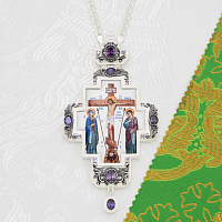 2.10.0321лр-2/1л Крест наперсный латунный с фиолетовыми камнями в серебрении