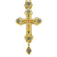 2.10.0103лп-2/1лп Крест наперсный латунный в позолоте со вставками и цепью