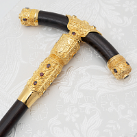 2.7.0519лп Посох латунный с красными камнями в позолоте