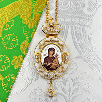 2.7.1644лпэ-2/1лп Панагия латунная с белыми камнями и эмалью в позолоте