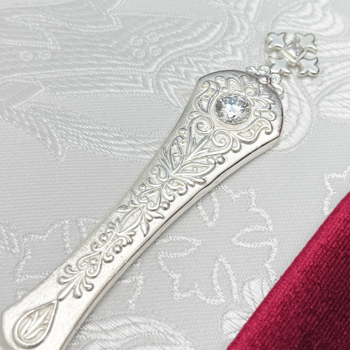 2.7.0783л Лжица латунная в серебрении со вставками фото 5