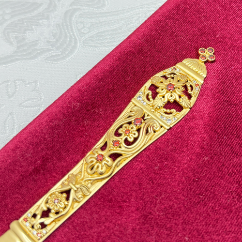 2.7.0712лп Лжица латунная в позолоте со вставками фото 4