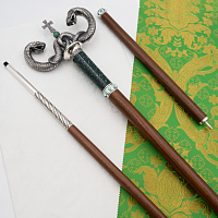 2.7.2443лнрч Жезл латунный в серебрении с натуральными камнями