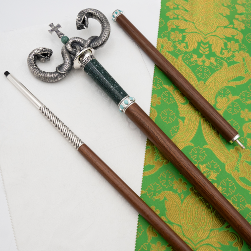 2.7.2443лнрч Жезл латунный в серебрении с натуральными камнями 2.7.2443лнрч Жезл латунный в серебрении с натуральными камнями