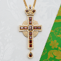 2.10.0069лп-2/1лп Крест латунный с красными камнями в позолоте