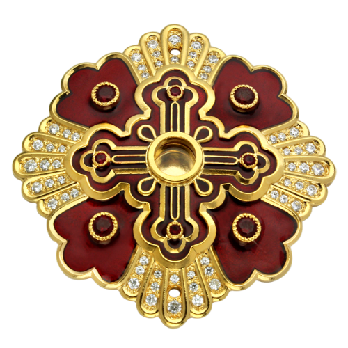 2.7.0457лп Мощевик латунный в позолоте с эмалью и вставками 2.7.0457лп Мощевик латунный в позолоте с эмалью и вставками