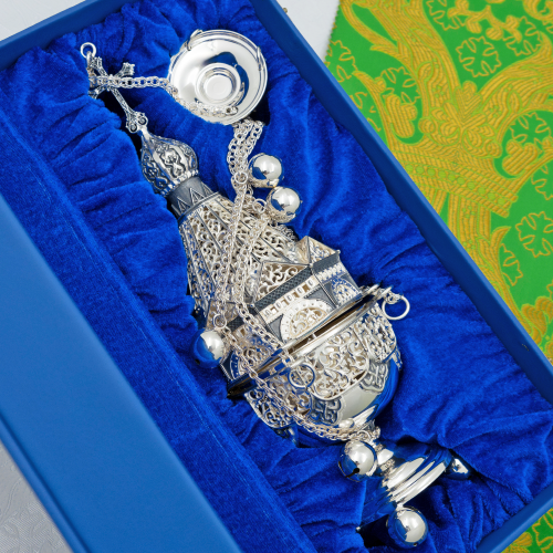 2.7.1097лр Кадило латунное с патинированием в серебрении фото 3 2.7.1097лр Кадило латунное с патинированием в серебрении фото 3