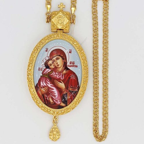 2.7.1282лп-2/1лп Панагия латунная в позолоте с цепью