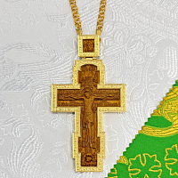 2.10.0673лп-13/1лп Крест наперсный с деревянным образом и цепью