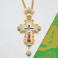 2.10.0625лп-2/1лп Крест наперсный латунный со вставками в позолоте
