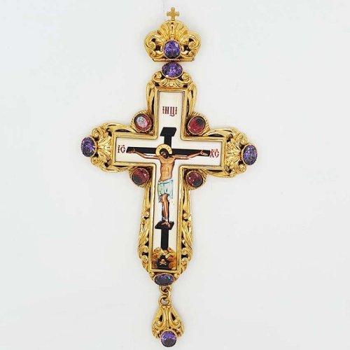 2.10.0134лп-2 Крест латунный в позолоте с цепью