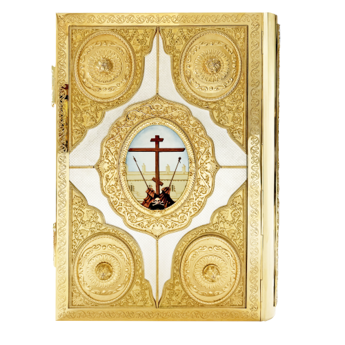 2.7.0775лф Евангелие напрестольное в позолоте с фрагментарным серебрением фото 3