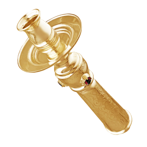 2.7.0763лп Подсвечник латунный в позолоте ручной со вставками и с травлением фото 2 2.7.0763лп Подсвечник латунный в позолоте ручной со вставками и с травлением фото 2