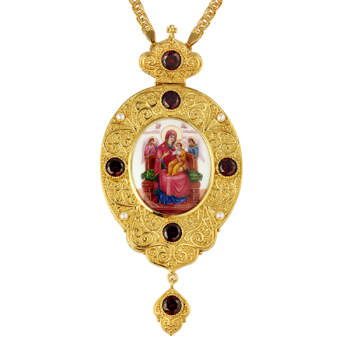 2.7.0874лп-1/1лп Панагия латунная в позолоте с финифтью 2.7.0874лп-1/1лп Панагия латунная в позолоте с финифтью