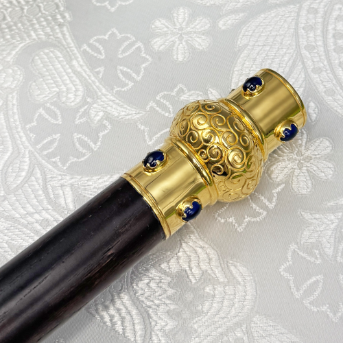 2.7.2182лнпчэ Посох латунный в позолоте с натуральными камнями фото 2