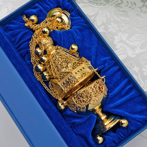 2.7.1097лп Кадило латунное в позолоте фото 3