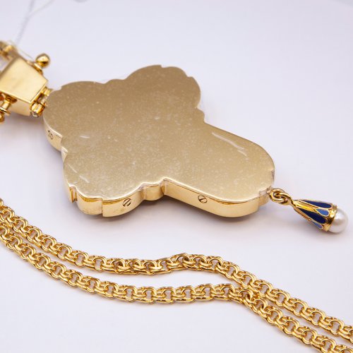 2.10.0441лпэ-2/64лп Крест наперсный в позолоте с жемчугом фото 2