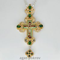 2.10.0290лф-2/1л Крест латунный с фрагментальной позолотой и цепью