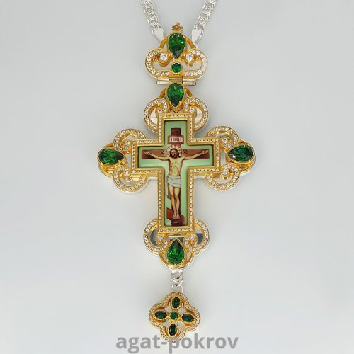 2.10.0290лф-2/1л Крест латунный с фрагментальной позолотой и цепью 2.10.0290лф-2/1л Крест латунный с фрагментальной позолотой и цепью