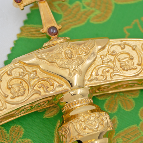 2.7.2665лнп Жезл латунный с натуральными камнями в позолоте фото 3 2.7.2665лнп Жезл латунный с натуральными камнями в позолоте фото 3