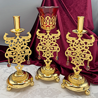 2.7.2674лп-К Набор напрестольный - лампада и подсвечники в позолоте